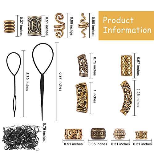 326 Pieces Viking Beard Beads Alloy Hair Tube Loose Beads A7081