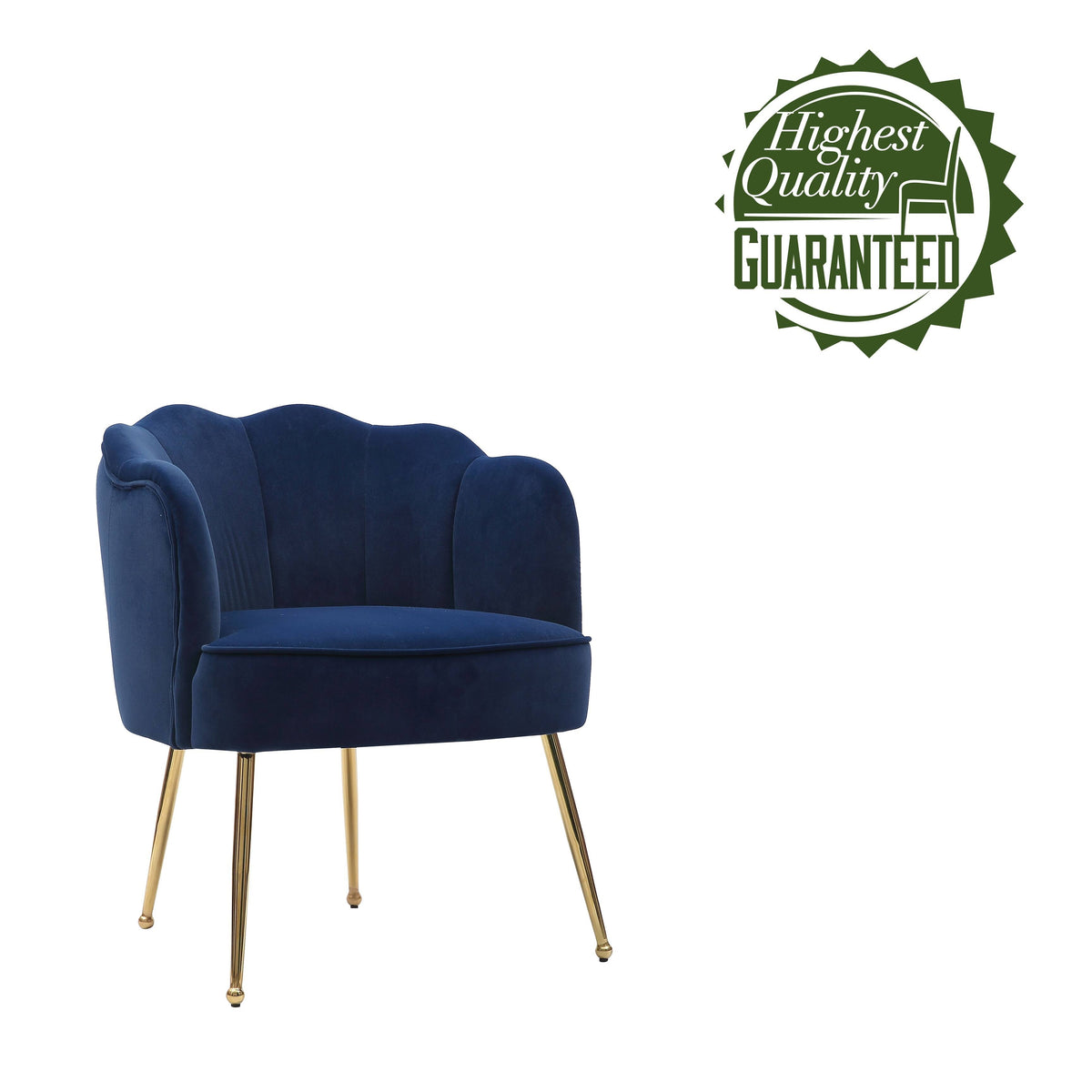Blue Velvet Accent Chair with Gold Metal Legs M949169