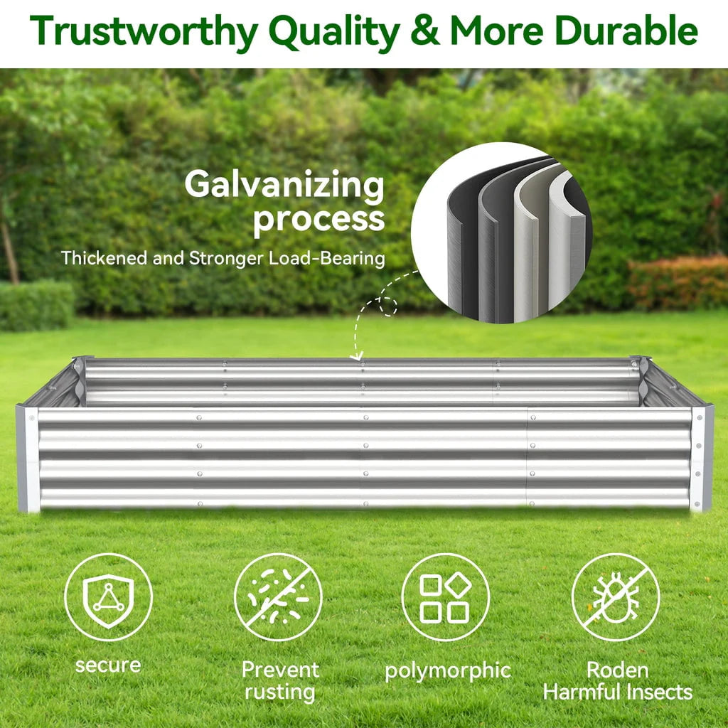 9x3x1 ft Galvanized Raised Garden Bed 2 Pack R449191