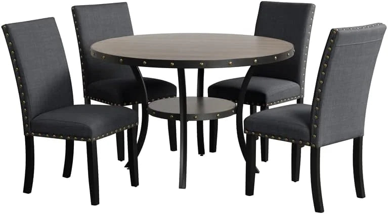 Solid Wood Round Dining Table 48-Inch Gray S23608