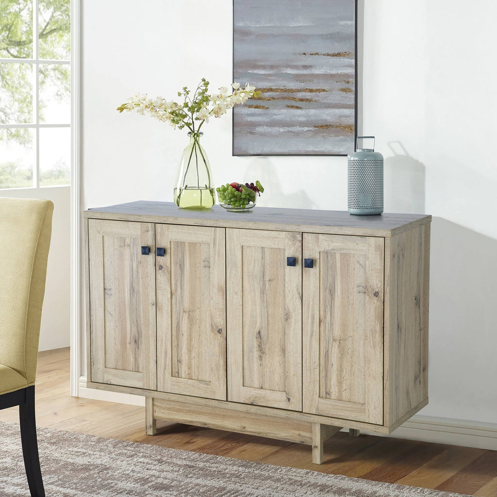Beige Oak 47 inch Sideboard Buffet Table with Two Storage Cabinets B829577