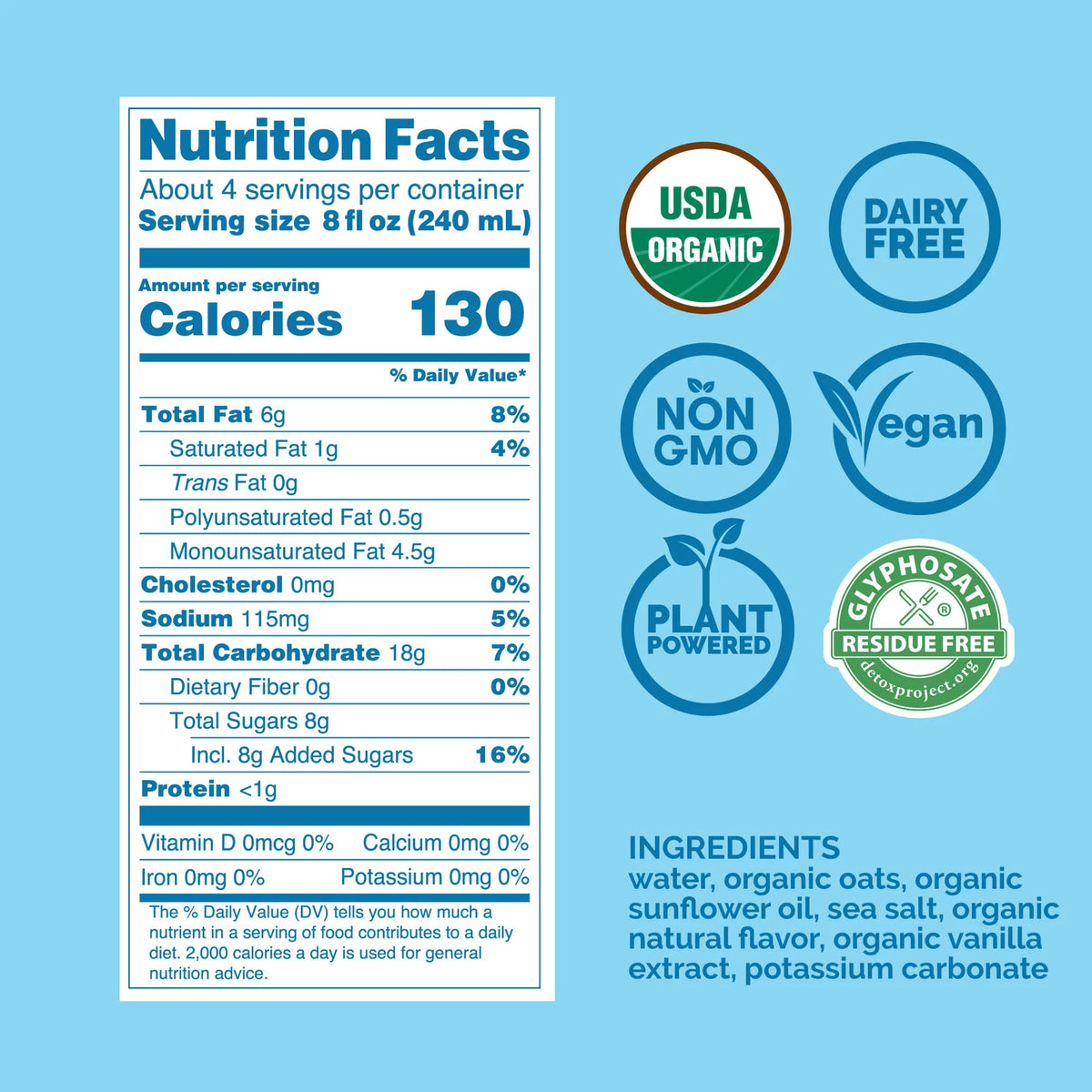 Vanilla Oat Milk 32 fl. oz. 6 Pack O100611