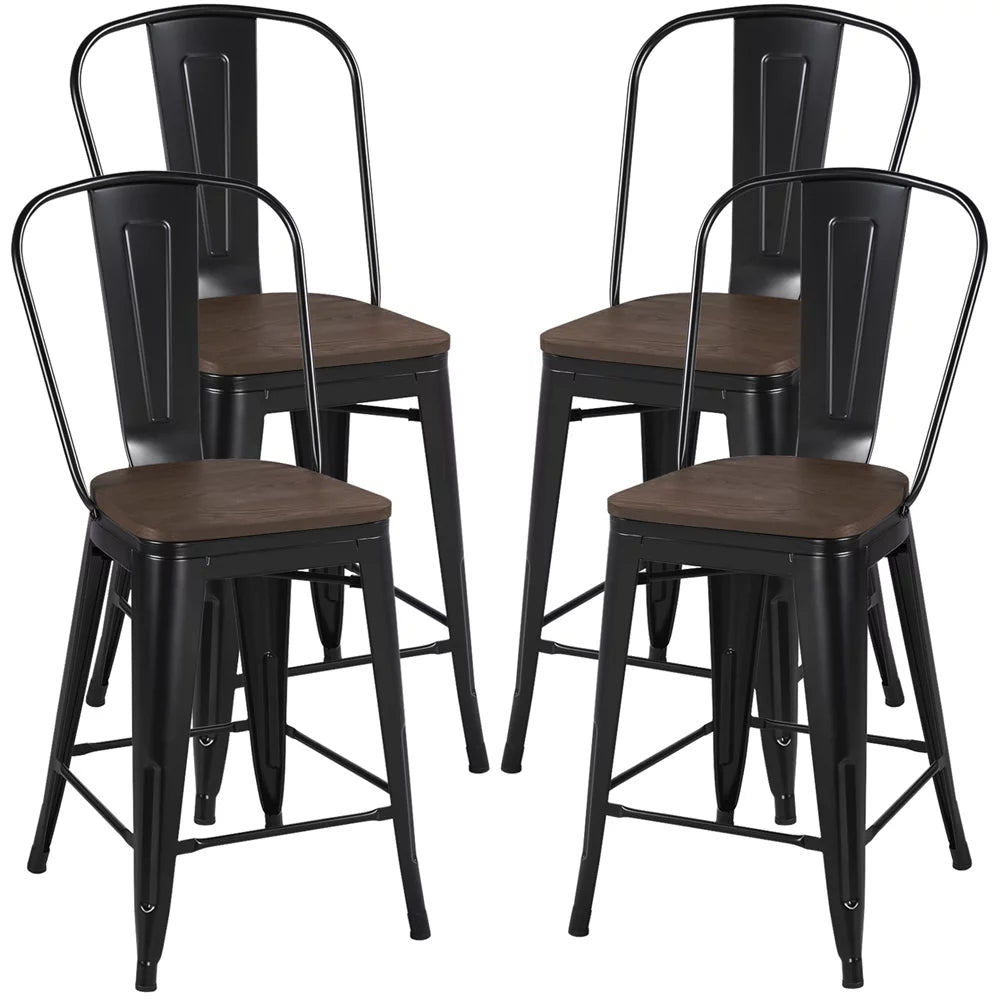 Black Metal Dining Chairs Set of 4 T3397