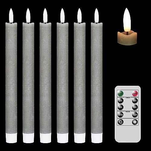 Flameless Ivory Taper Candles with Remote, Battery Operated Led 3D Wick Real Wax Pack of 6 I7998