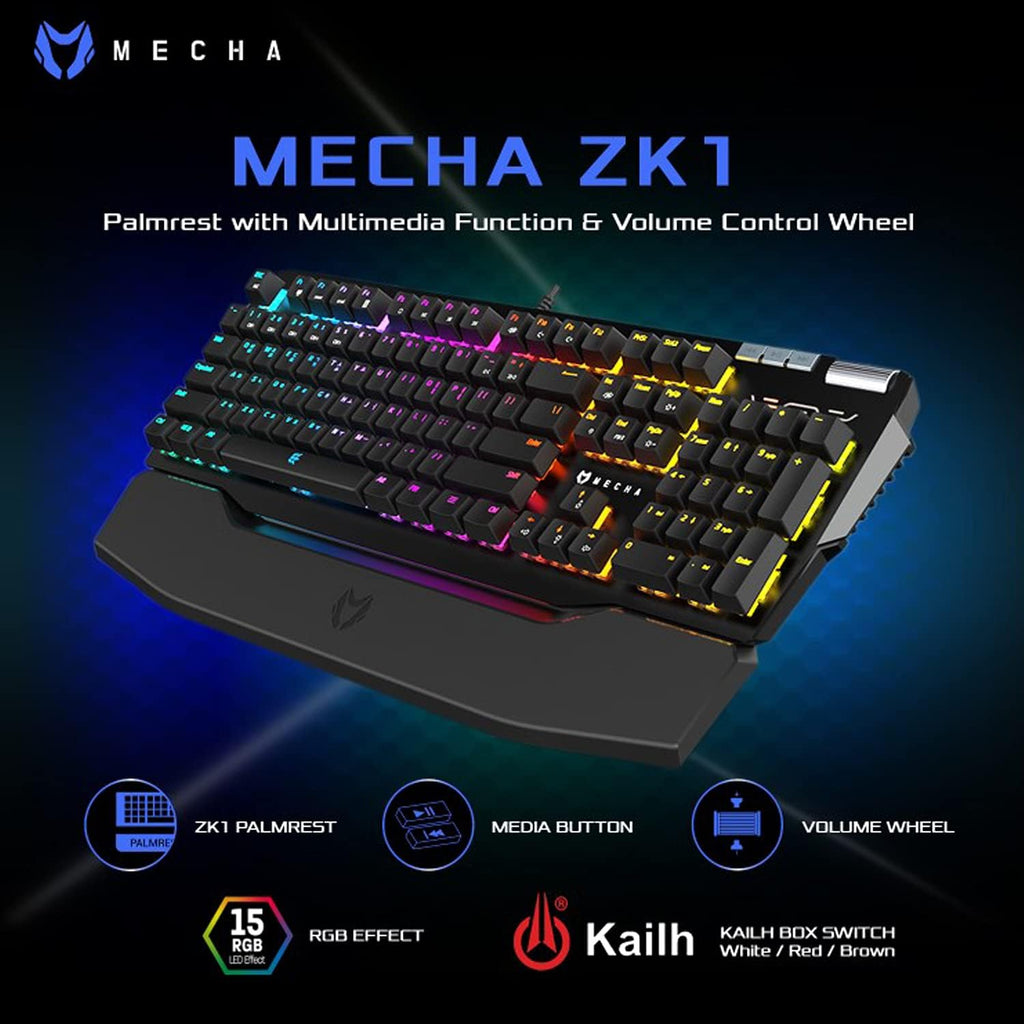 Wired Mechanical Gaming Keyboard, RGB, Detachable Magnetic Palm Rest, Aluminum Top, 104 Keys, Black F184410