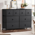 8 Drawer Fabric Dresser with Steel Frame and Wooden Top O30343