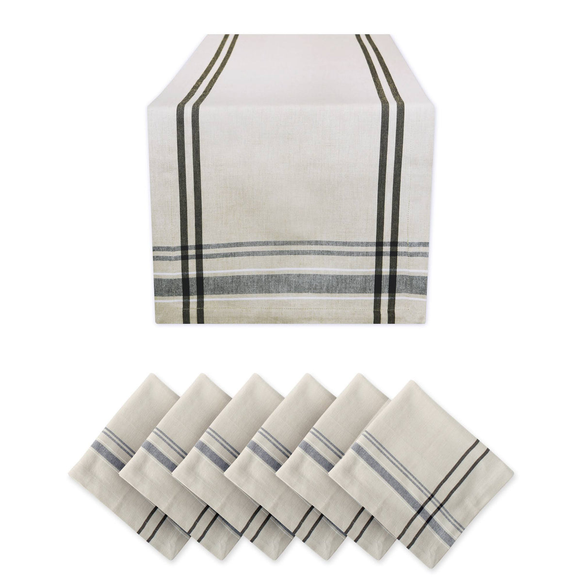 Black French Stripe Table Napkin Set of 7 E872440