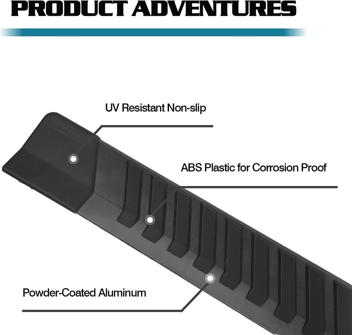 Aluminum Side Steps Nerf Bars with Step Pad 2Pcs V732