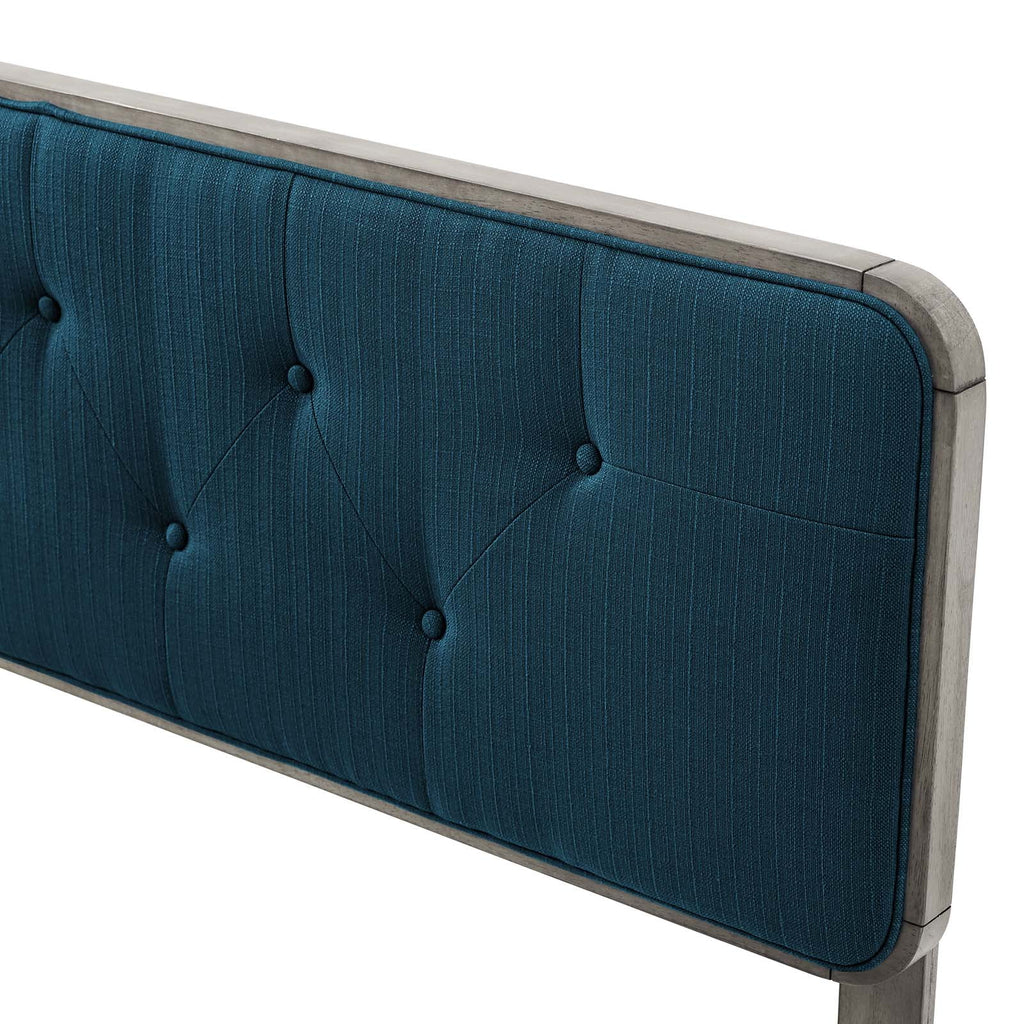 Grey Tufted Fabric Wood Headboard M257