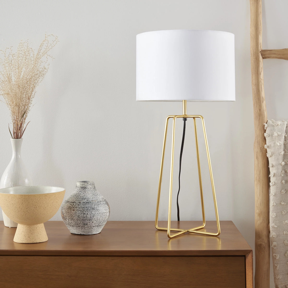24" Gold Geometric Metal Table Lamp T63064