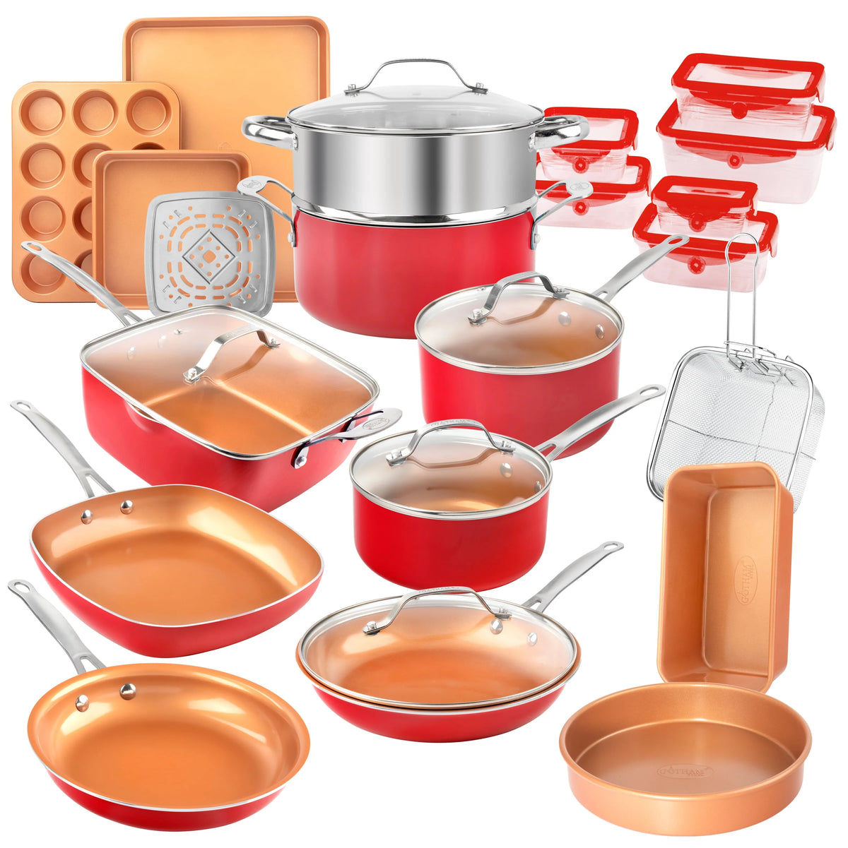 32 Pcs Nonstick Cookware Bakeware and Food Storage Set S2416