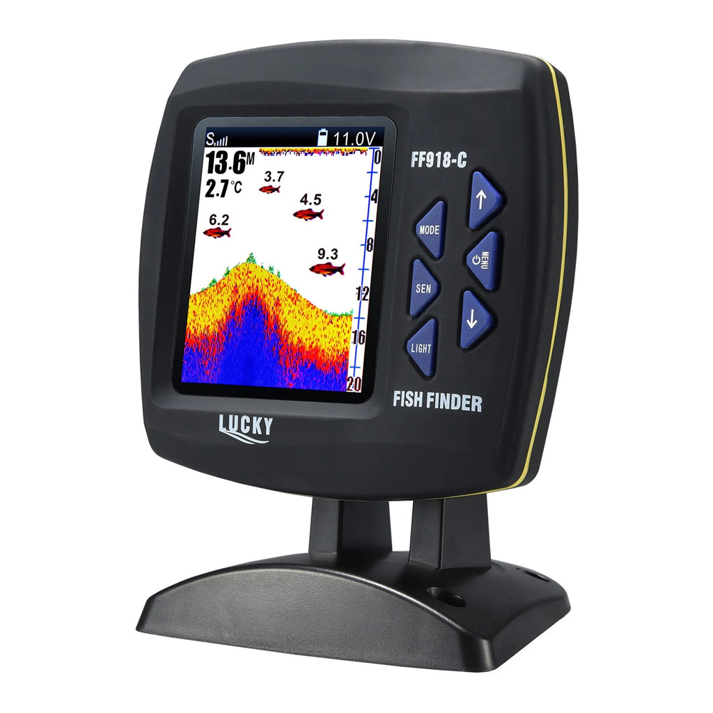 Wired Transducer Fish Finder 45 Degrees Underwater LCD X40978