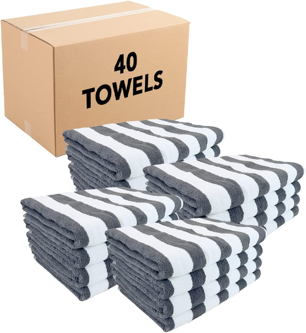 Striped Cotton Beach Towels 30x60 Beige H151525