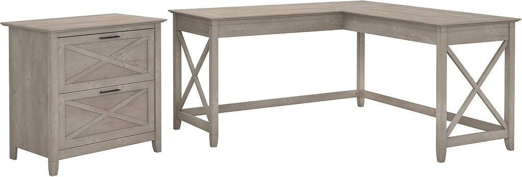 L Shaped Desk with 2 Drawer File Cabinet G991