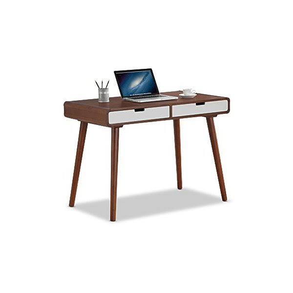 Dark Walnut and White 2-Drawer Wood Writing Desk A5769