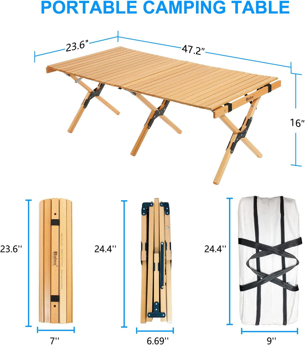 4ft Foldable Wooden Picnic Table with Carry Bag S8950