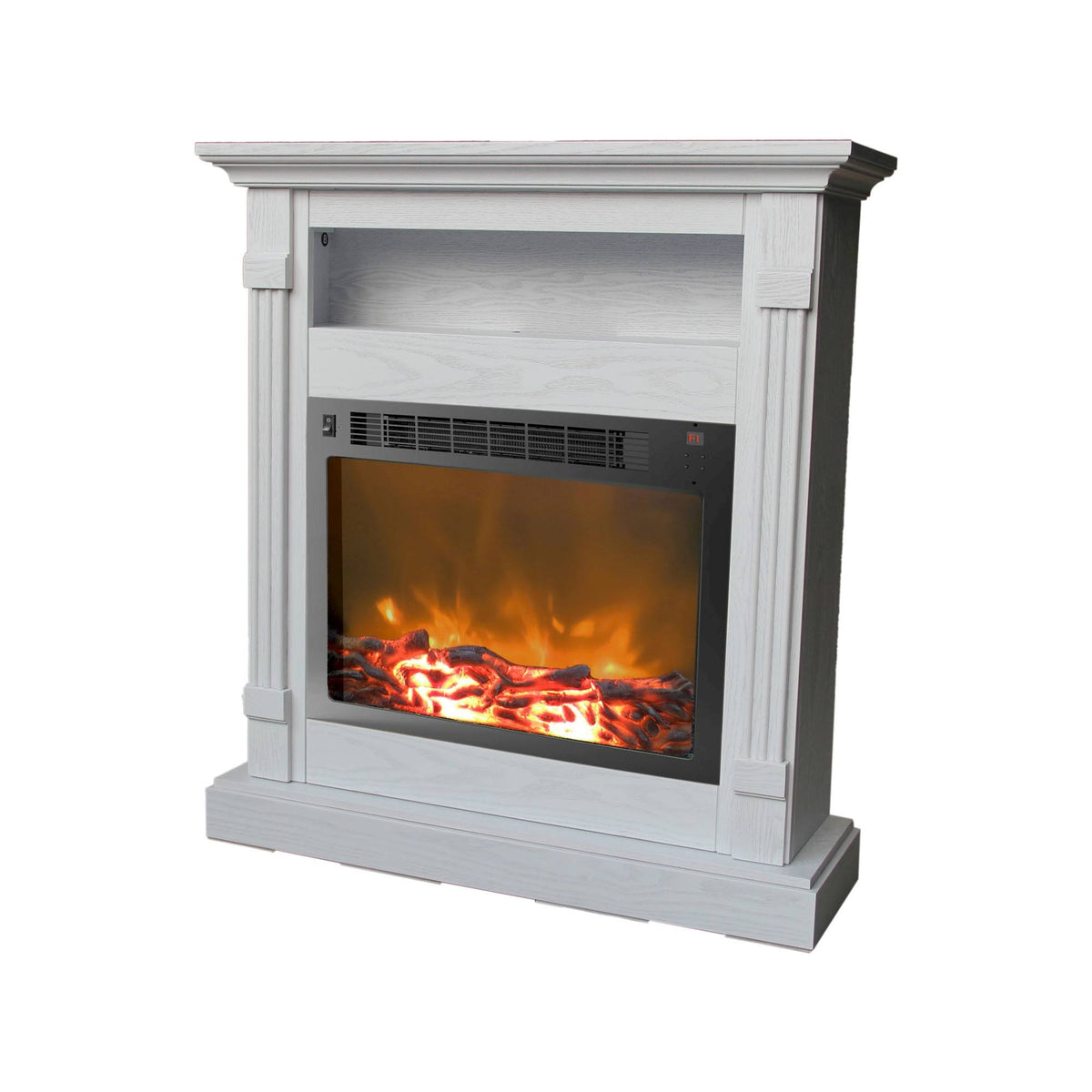 White Fireplace Mantel with Electronic Fireplace Insert J157