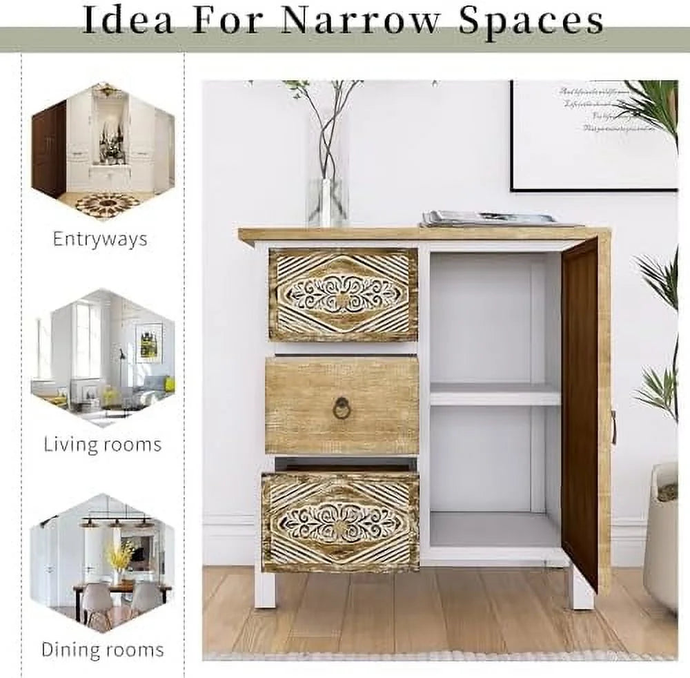 Carved Wood Sideboard with 5 Drawers Y8601