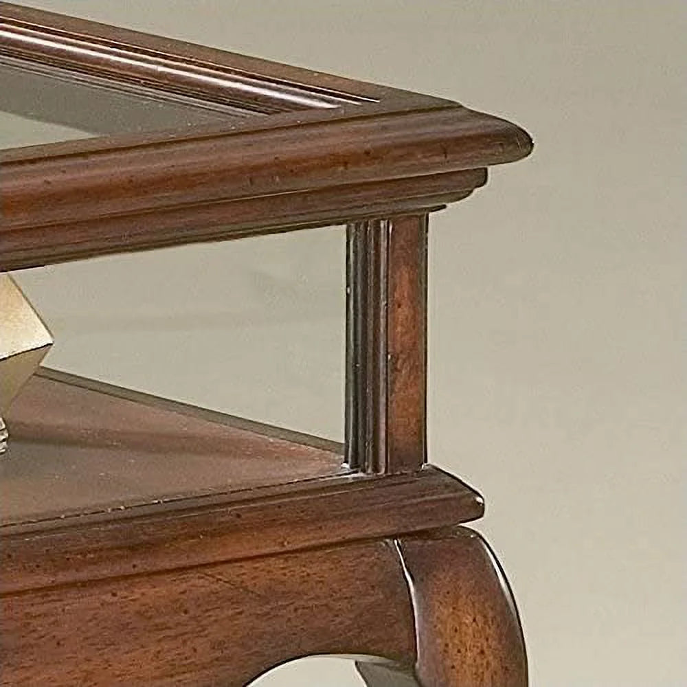 Cherry Glass Top Console Table Z697001