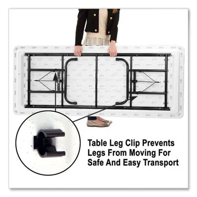 Adjustable Folding Tables, Rectangular, 96" x 30" x 22" to 32", Gray Top, Black Legs Q54357