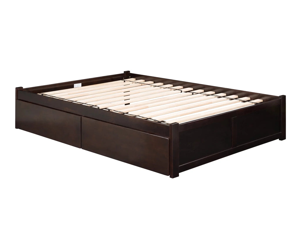 Queen Solid Wood Platform Bed with 2 Storage Drawers I91789