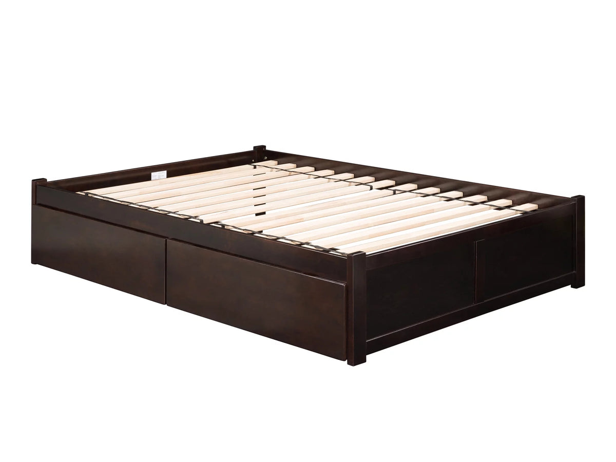 Queen Solid Wood Platform Bed with 2 Storage Drawers I91789