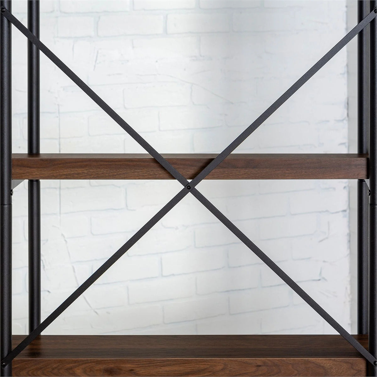 5 Shelf Dark Walnut Wood Bookshelf Set of 2 I98471