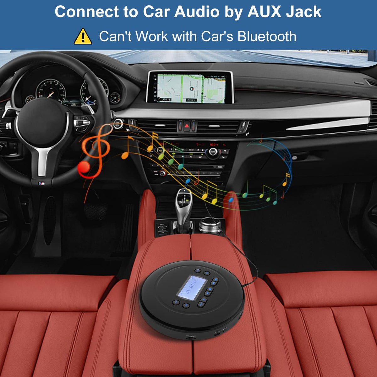 Portable Bluetooth CD Player with Dual Headphone Jack E947