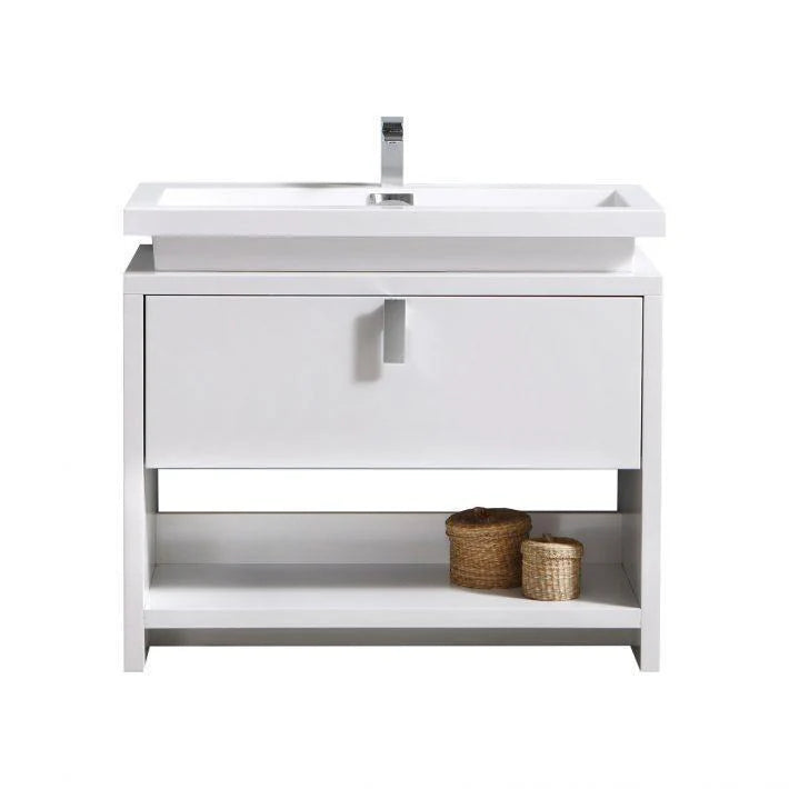 40 in. High Gloss White Bathroom Vanity V902