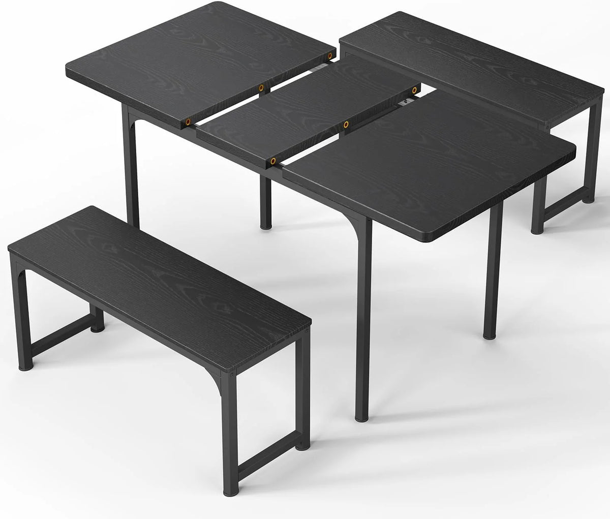 Black Extendable Dining Table Set with 2 Benches C28575