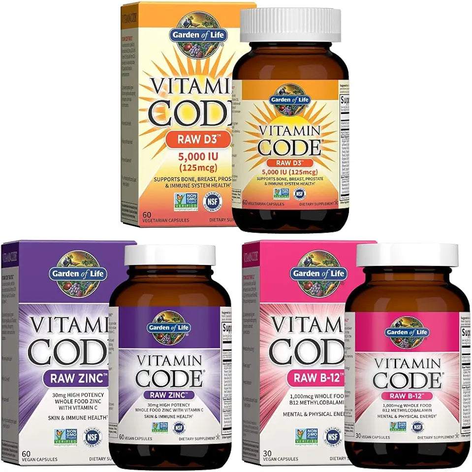 Vitamin D, B12, Zinc & Vitamin C Whole Food Supplements T604