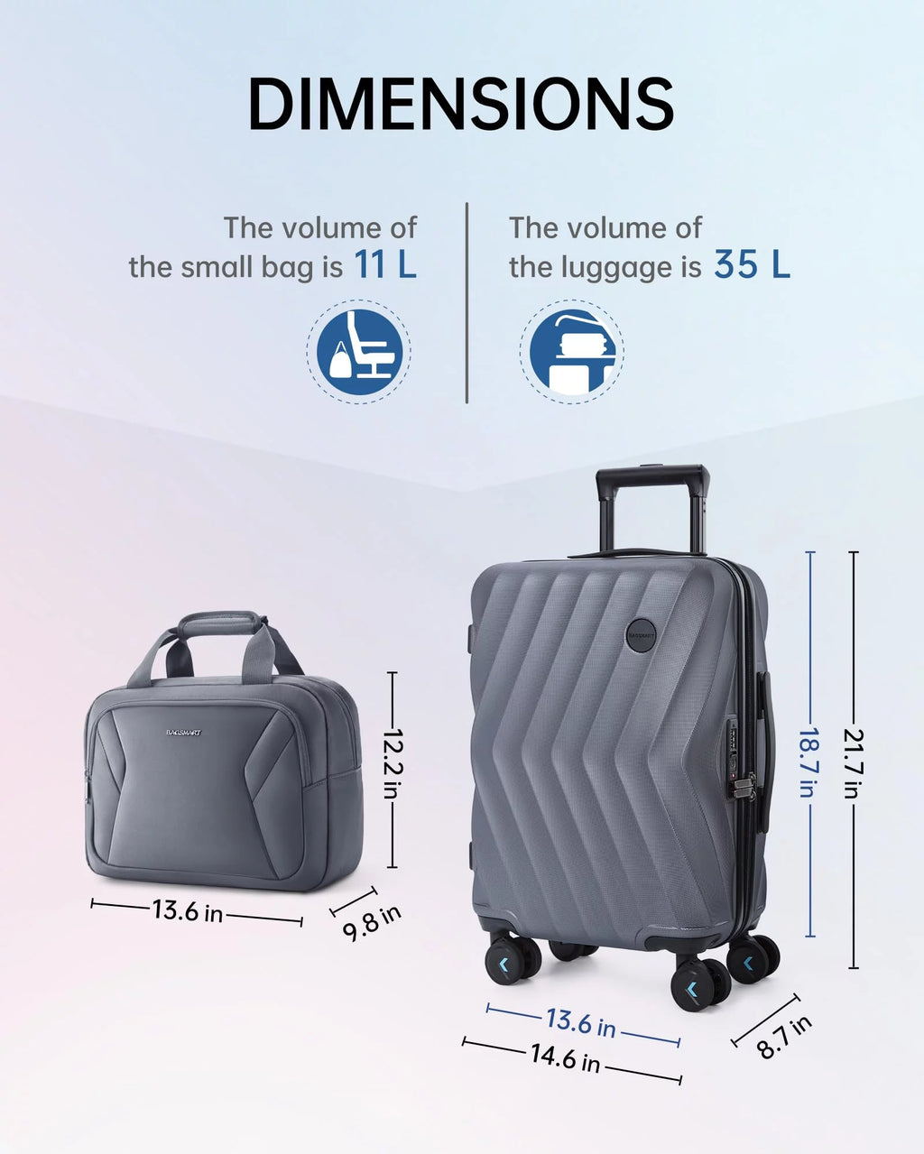 2 Piece Hardside Carry On Luggage Set with Spinner Wheels & TSA Lock S77259