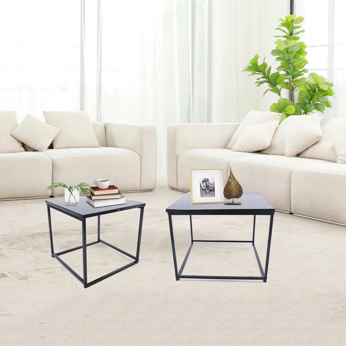 2pcs Black Metal Side Table G951294