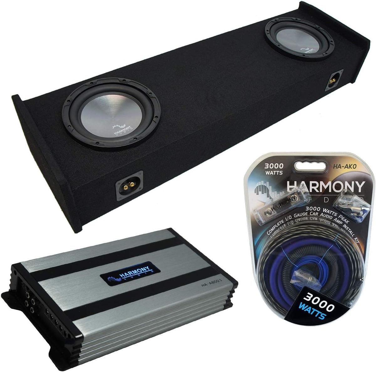 Compatible with Ford F-150 Super Cab Truck 1997-1999 Amplifier and Dual 10 Sub Box Enclosure F348372