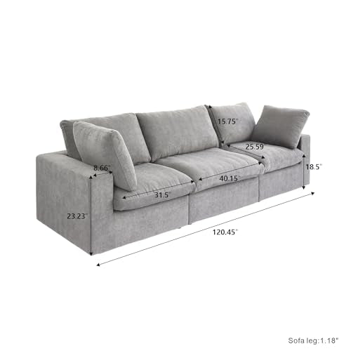 Khaki 6 Seater Oversized Modular Sectional Sofa with Storage Ottomans O380215
