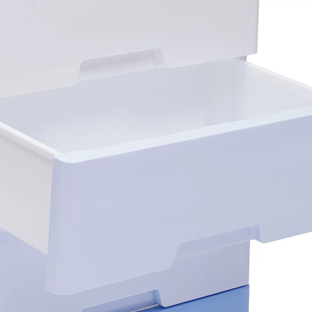 5 Plastic Drawers Dresser with Wheels Gradient Blue X51748