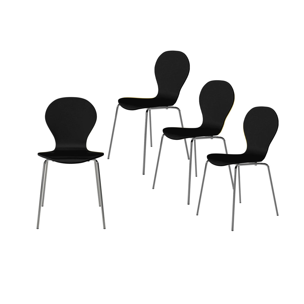 Black Mid Century Modern Dining Chair Set of 4 F5450