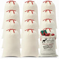 12 Pcs Christmas Sack with Drawstring Cotton Laundry Bag L54075