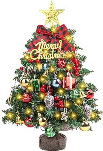 2FT Small Tabletop Mini Artificial Christmas Tree with Lights H1424