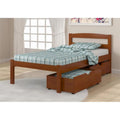 Twin Size Bed with Dual Under Bed Drawers in Light Espresso O68350