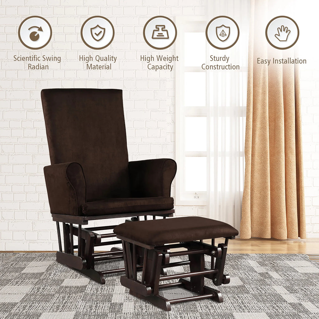 Pink Rocking Chair and Ottoman Set with Cushion L359