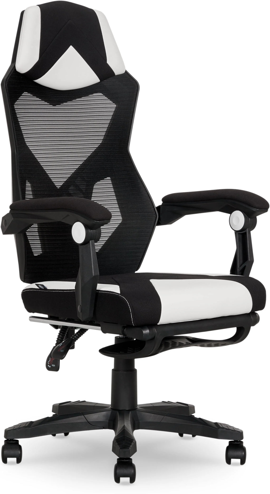 Black Fabric Gaming Office Chair with Extendable Leg Rest A3694