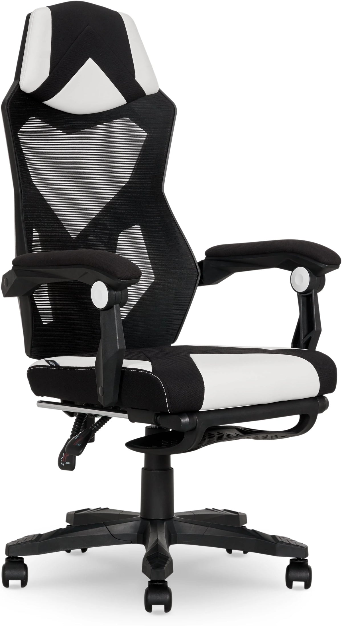 Black Fabric Gaming Office Chair with Extendable Leg Rest A3694