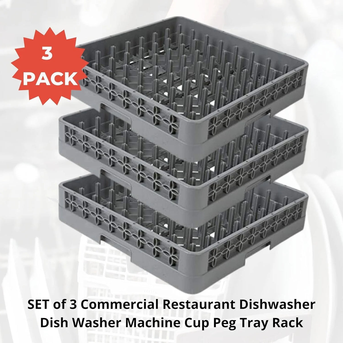 Commercial Dishwasher Cup Peg Tray Rack Set of 3 O564