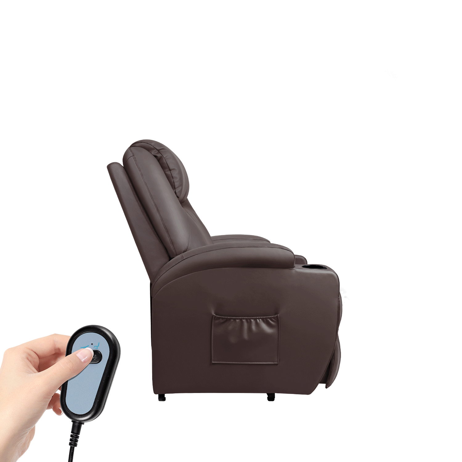 Black PU Leather Power Lift Recliner Chair with Massage and Heating A1830