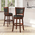 Dark Cherry Wooden Counter Height Stool with Faux Leather Seat M702121