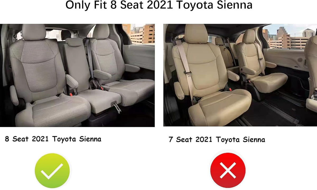 3W Floor Mats Compatible for Toyota Sienna (2021-2022) 8 Seat TPE All Weather Custom Fit Floor Liner for Toyota Sienna 1st, 2nd and 3rd Row Full Set Car Liners, Black ( Not for 7 Seat) P460485