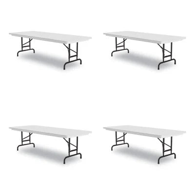 Adjustable Folding Tables, Rectangular, 96" x 30" x 22" to 32", Gray Top, Black Legs Q54357
