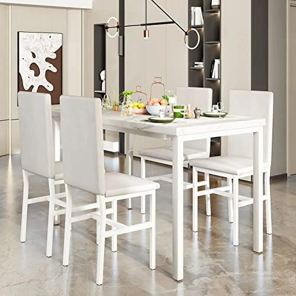 5-Piece Faux Marble Kitchen Table & Chair Set C474245