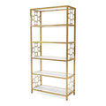 White/Gold 6 Shelf Bookcase A8025